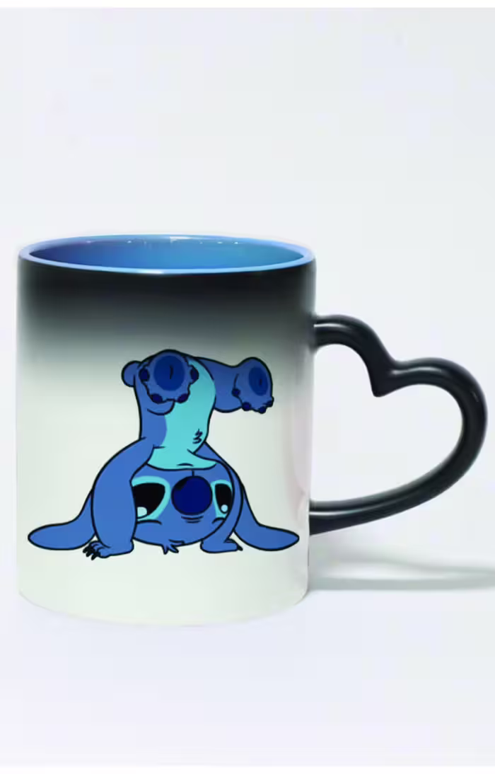 ماگ حرارتی دسته قلبی رنگی طرح stitch کد 3162