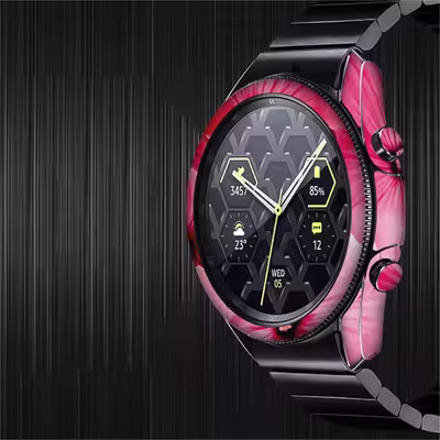 برچسب ماهوت طرح Pink Flower مناسب برای ساعت هوشمند سامسونگ Galaxy Watch3 45mm