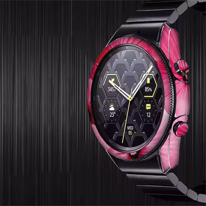 برچسب ماهوت طرح Pink Flower مناسب برای ساعت هوشمند سامسونگ Galaxy Watch3 45mm