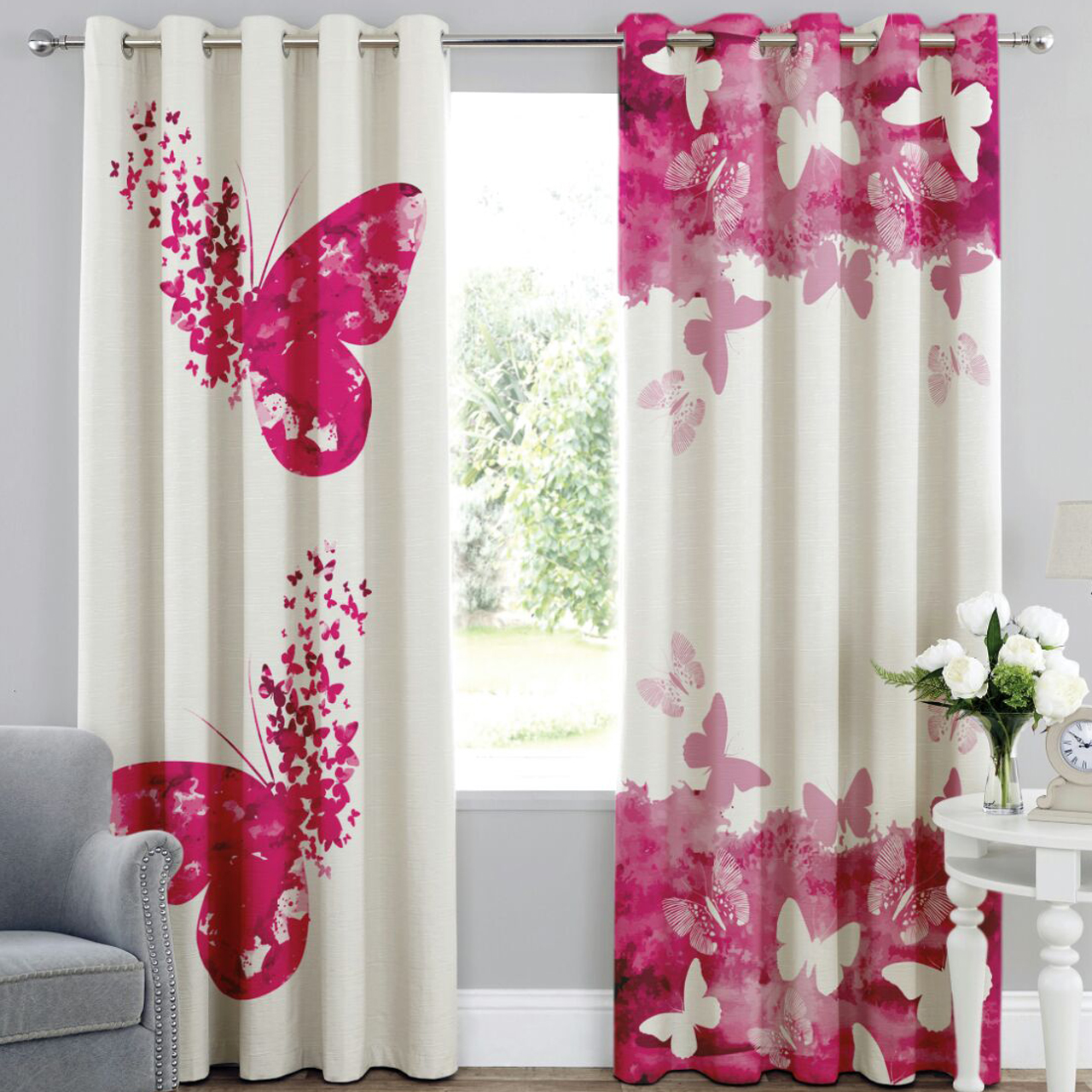 پرده طرح پروانه کد Z115 سایز 150*280 سانتی متر