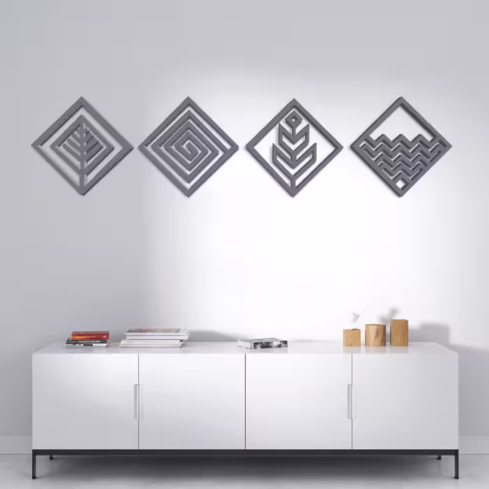 دیوارکوب مدل عناصر چهارگانه طرح لوزی مجموعه 4 عددی