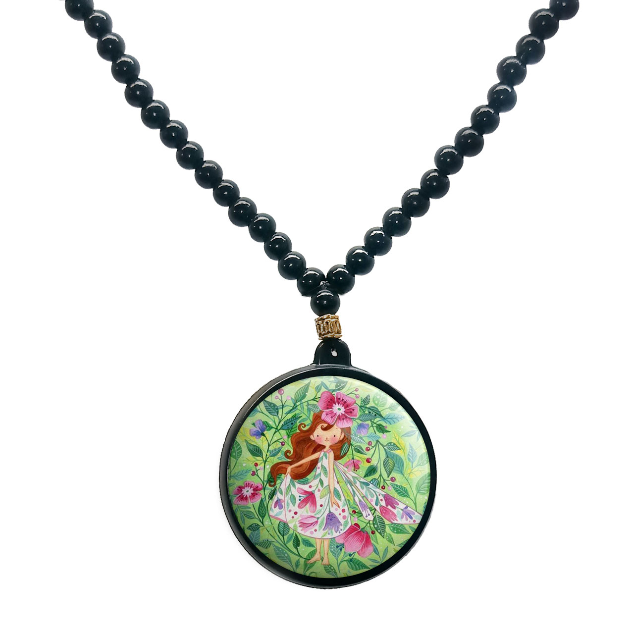 گردنبند پرمانه طرح دخترونه کد pmd.4401 مدل دو طرفه