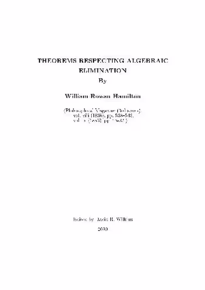 خرید و دانلود نسخه کامل کتاب Theorems Respecting Algebraic Elimination