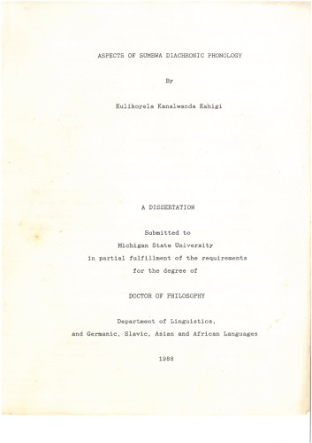 خرید و دانلود نسخه کامل کتاب Aspects of Sumbwa diachronic phonology