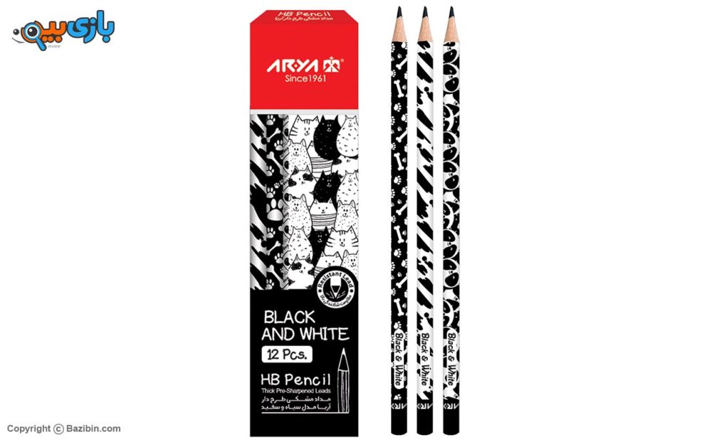 12 patterned black pencils by Aria