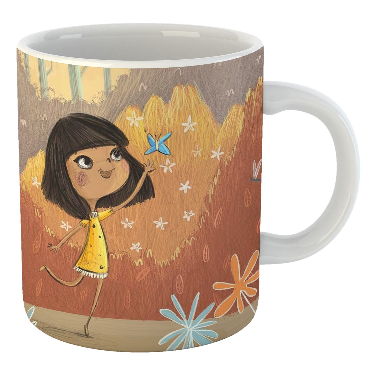 ماگ الینور طرح دختر و پروانه مدل KTMG234