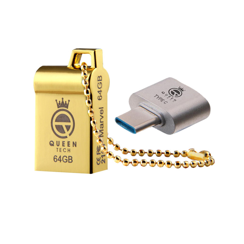 فلش مموری کوئین تک مدل MARVEL C-PLUS ظرفیت 64 گیگابایت به همراه  مبدل USB-TYPE C | کالا مکس
