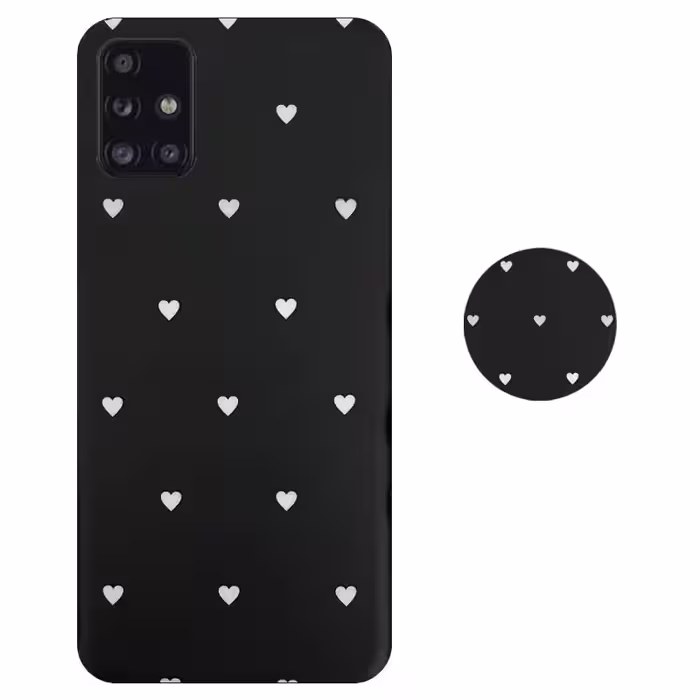 قاب گوشی Samsung Galaxy A71 مدل آی ام دی لاولی طرح قلب مشکی به همراه پاپ سوکت