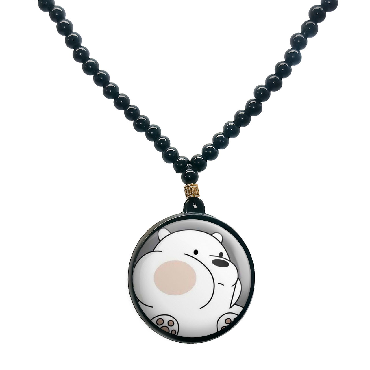 گردنبند پرمانه طرح خرس‌های کله‌ فندقی کد pmd.10202 مدل دو طرفه