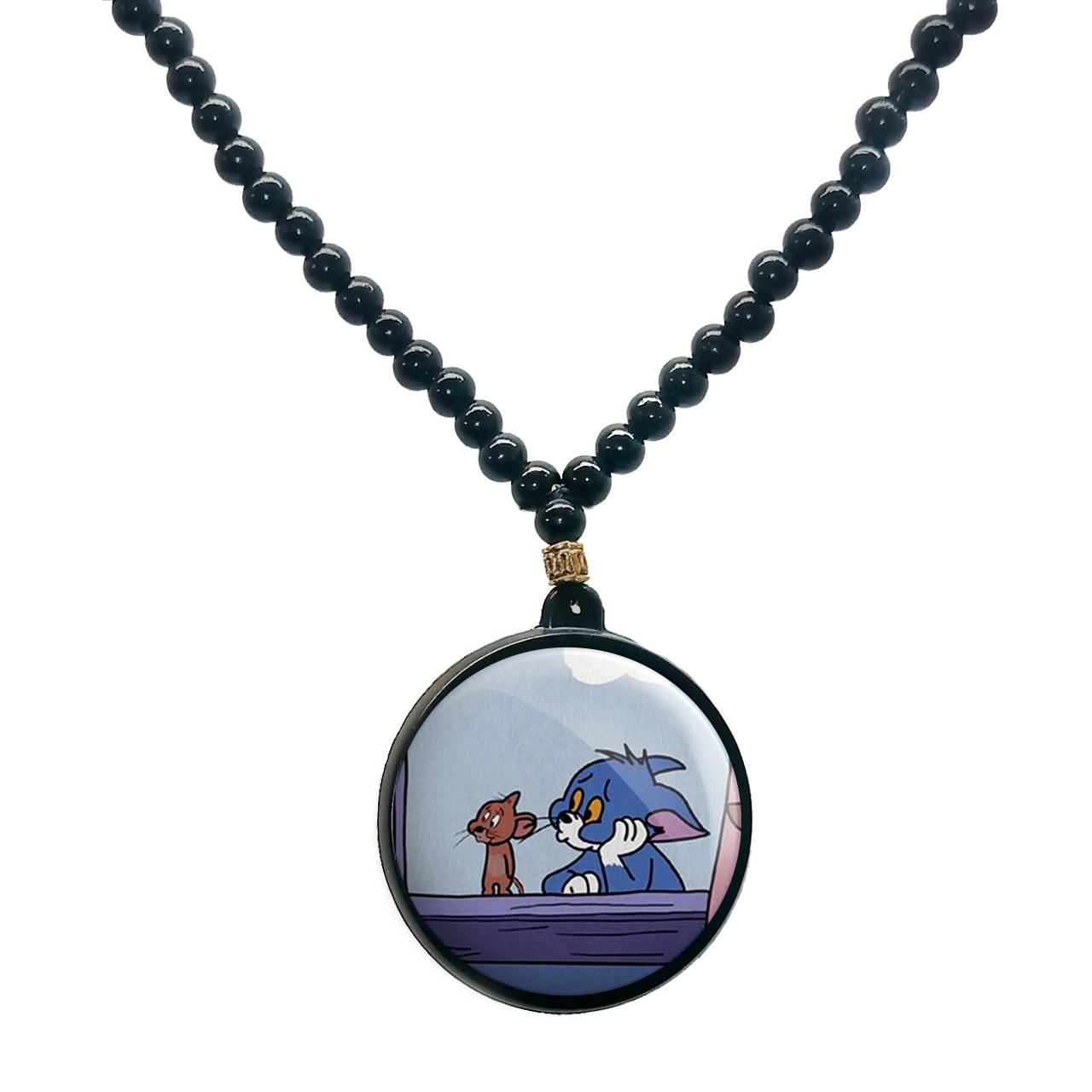 گردنبند پرمانه طرح تام و جری کد pmd.10718 مدل دو طرفه