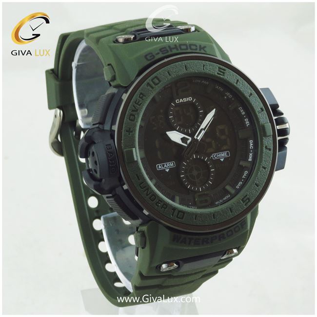ساعت مچی اسپرت کاسیو جیشاک G-shock دو زمانه سبز