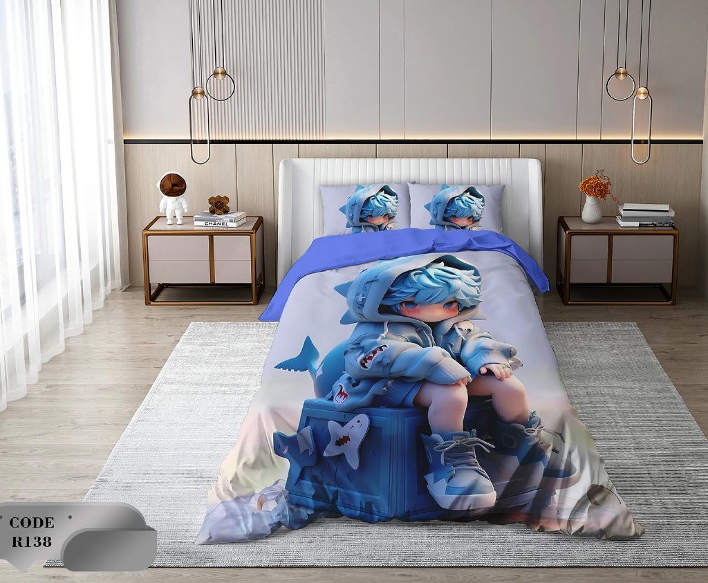 سرویس روتختی 1 نفره 4 تکه ابعاد 1.65 ×2.35 کشدار ضد حساسیت و عرق کد R138 | ست خواب و ست روتختی