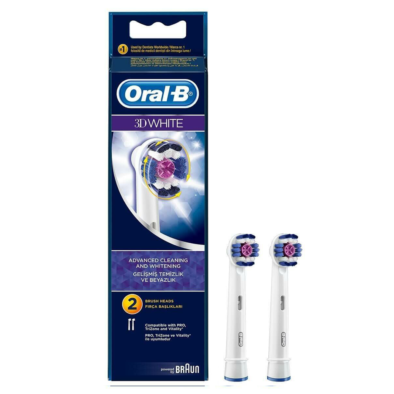 یدک مسواک برقی اورال بی مدل 3D White بسته 2 تایی