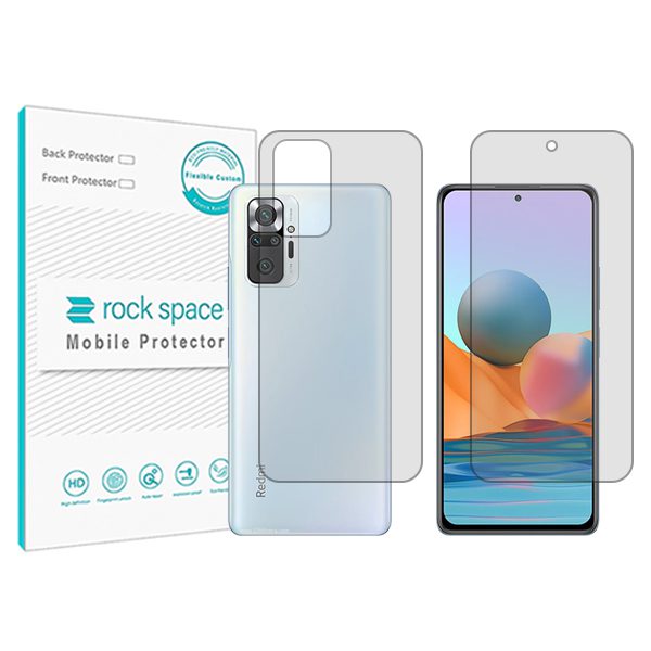 گلس محافظ صفحه نمایش و پشت گوشی شیائومی Redmi Note 10 Pro (Global Version) مدل نانو هیدروژل شفاف برند راک اسپیس کد SS