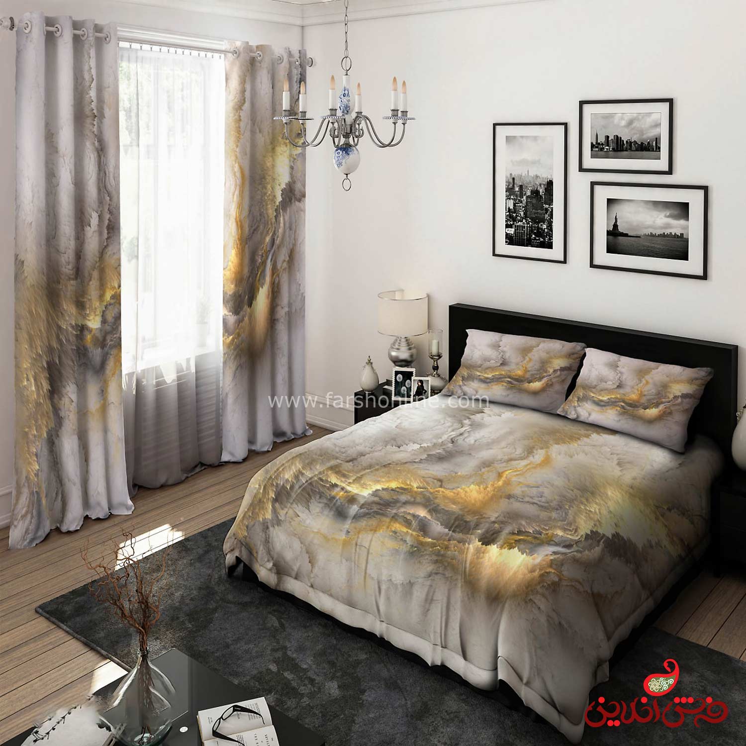 روتختی طرح ماربل طوسی طلایی کد 140125