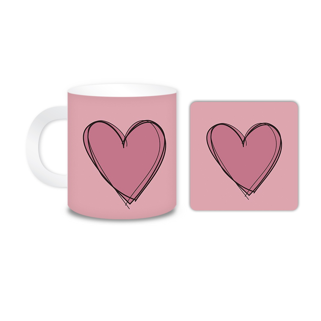 ماگ مدل قلب کد 277 به همراه زیر لیوانی