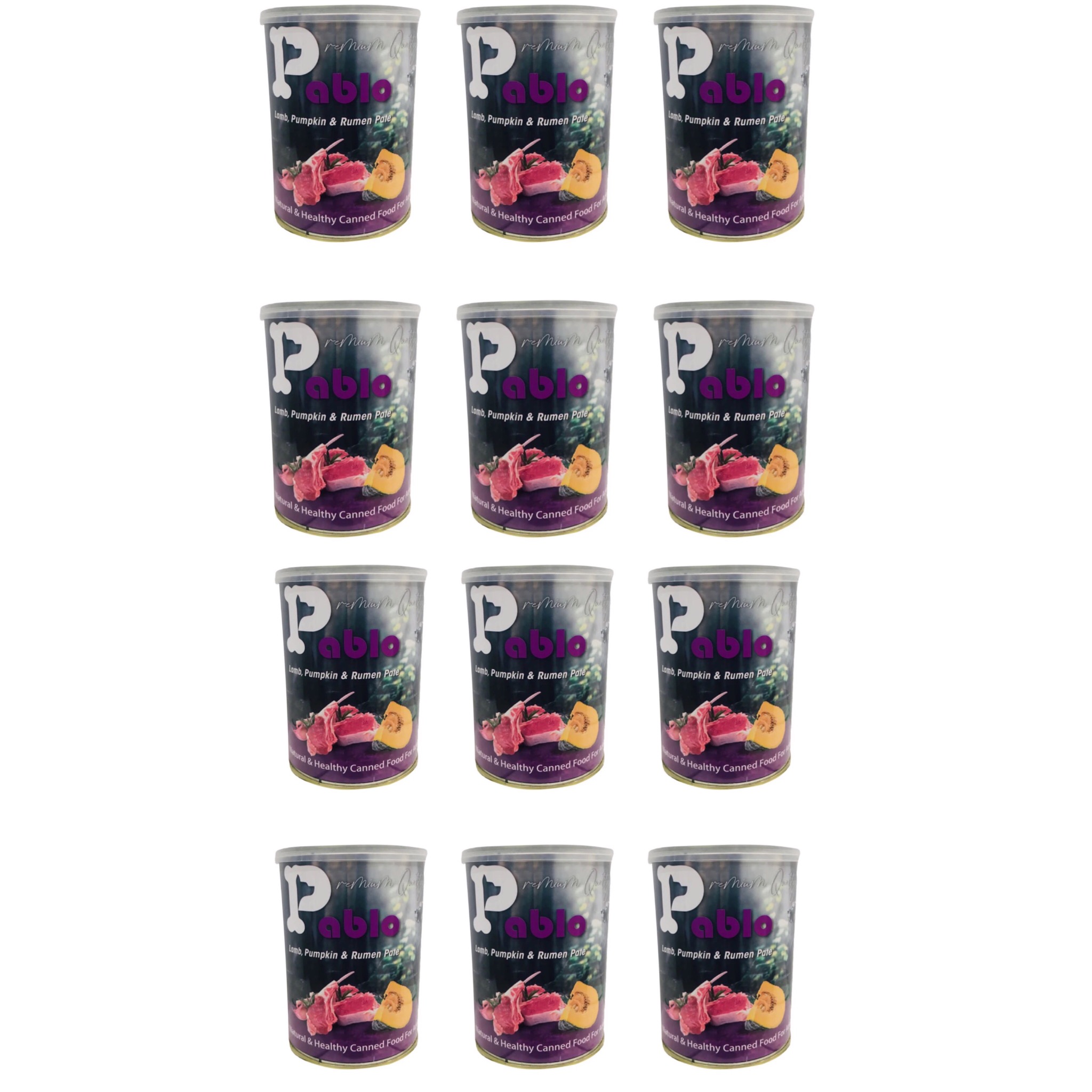 کنسرو‌ غذای سگ پابلو مدل طعم گوشت بره و سیرابی و کدو تنبل  وزن 4800 گرم  بسته 12 عددی
