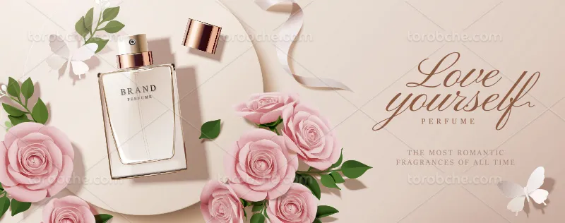 وکتور عطر با گل رز صورتی برای طراحی | گرافیک با طعم تربچه