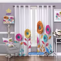پرده پانچ گلدار طرح گل کاغذ رنگی کد s-6167