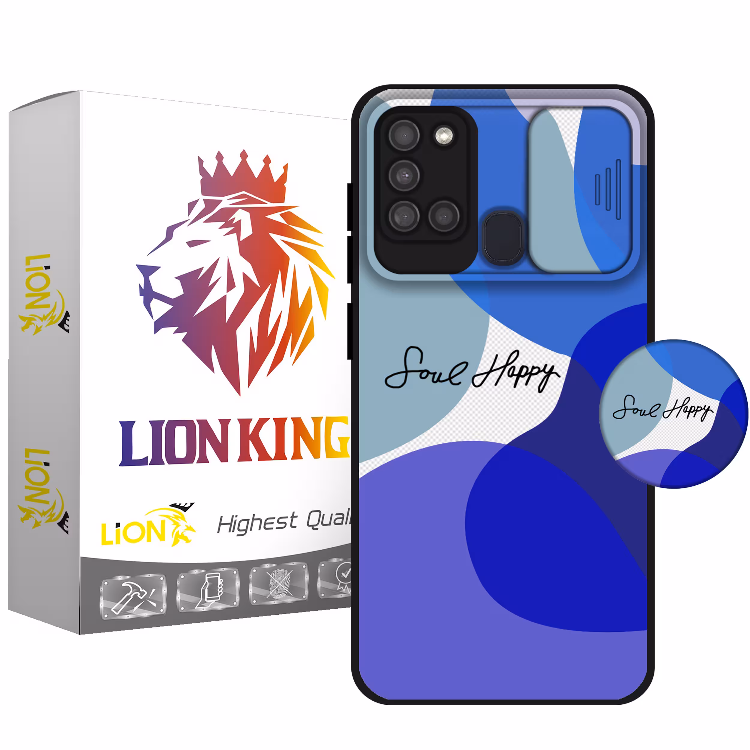 کاور لاین کینگ مدل loveHappy J2 مناسب برای گوشی موبایل سامسونگ Galaxy A21s به همراه پایه نگهدارنده