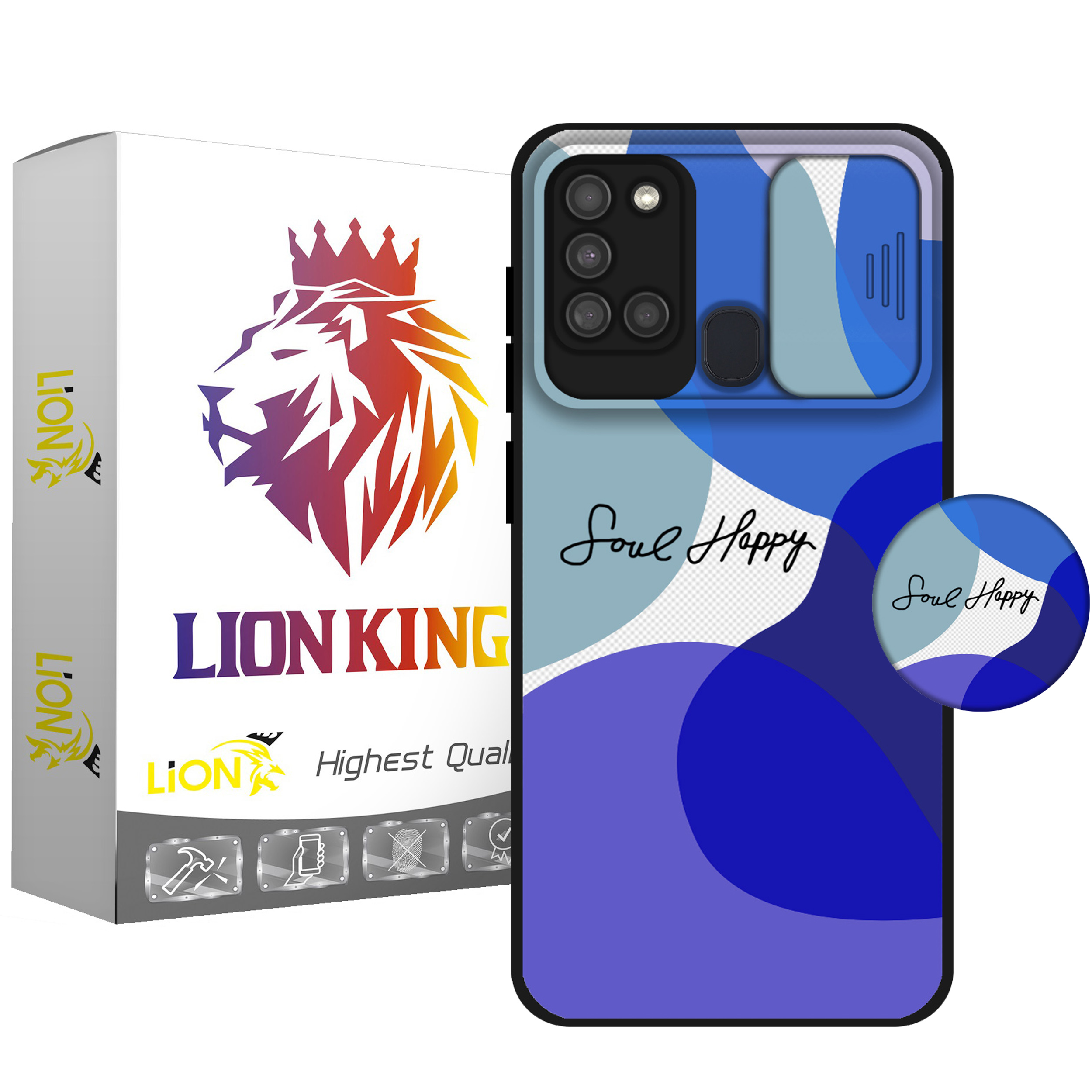   کاور لاین کینگ مدل loveHappy J2 مناسب برای گوشی موبایل سامسونگ Galaxy A21s به همراه پایه نگهدارنده