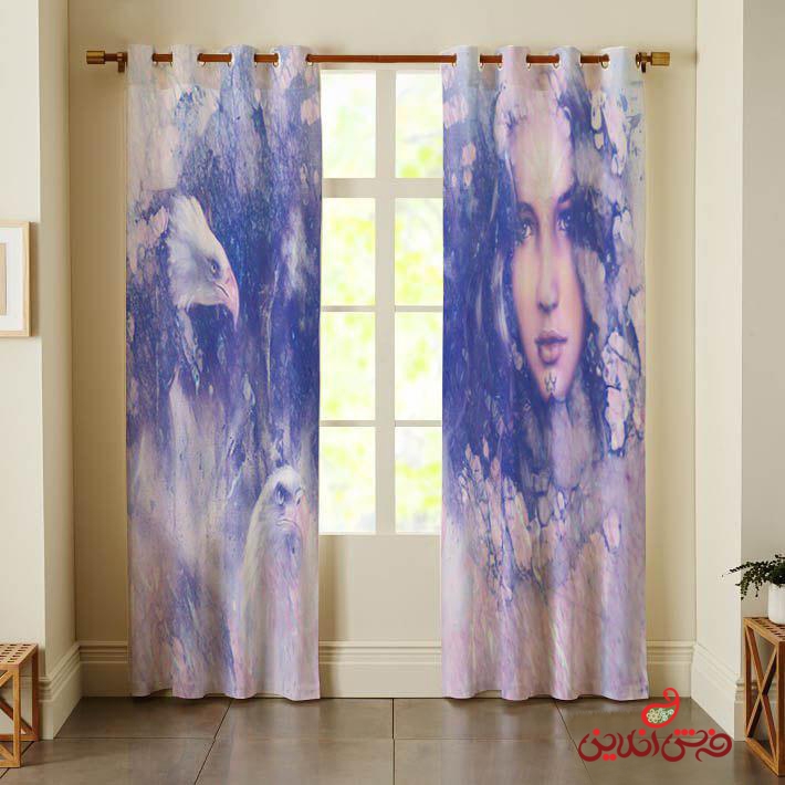 پرده 2عددی طرح دختر و عقاب کد 2568