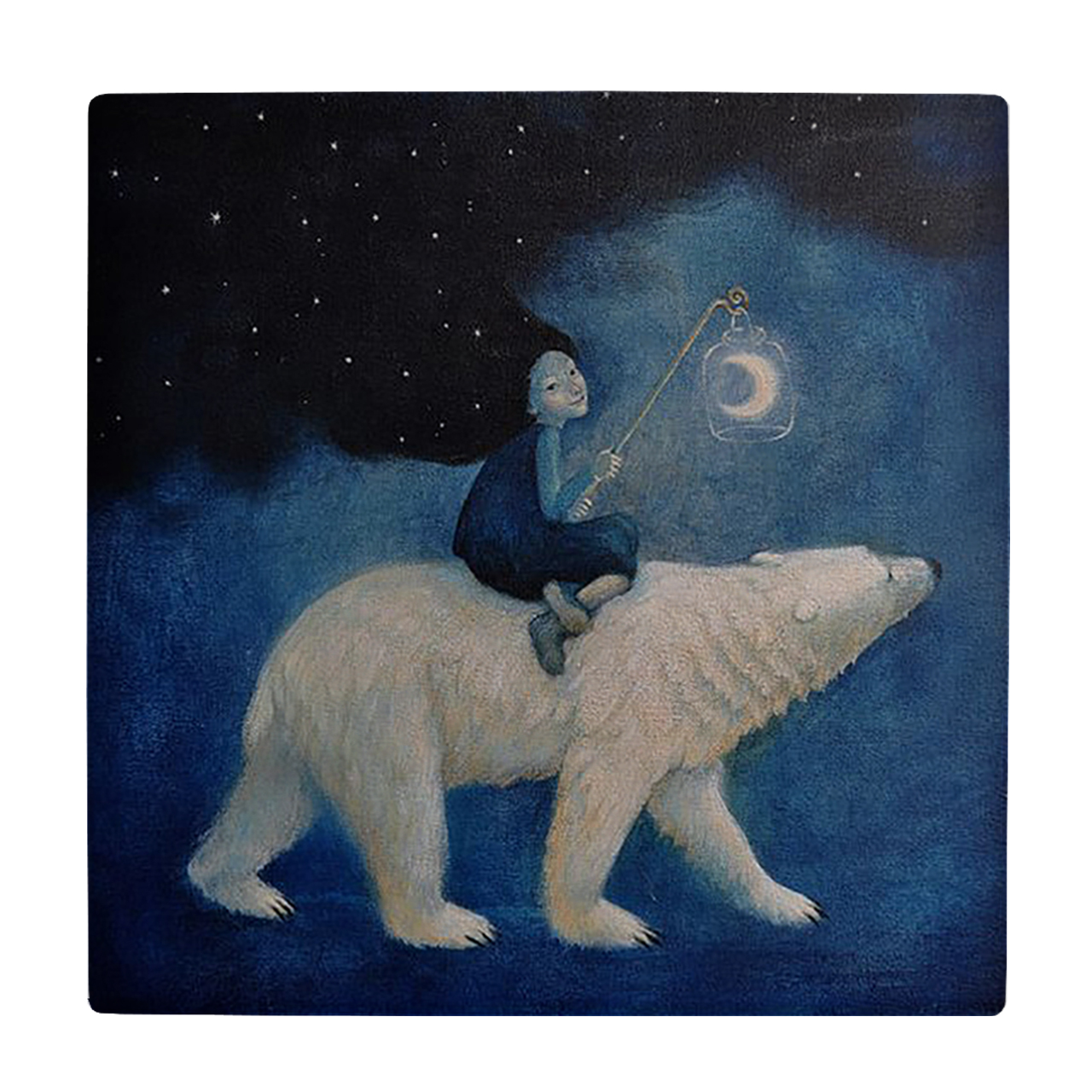 کاشی کارنیلا طرح دختر و خرس قطبی مدل لوحی کد WKB890 