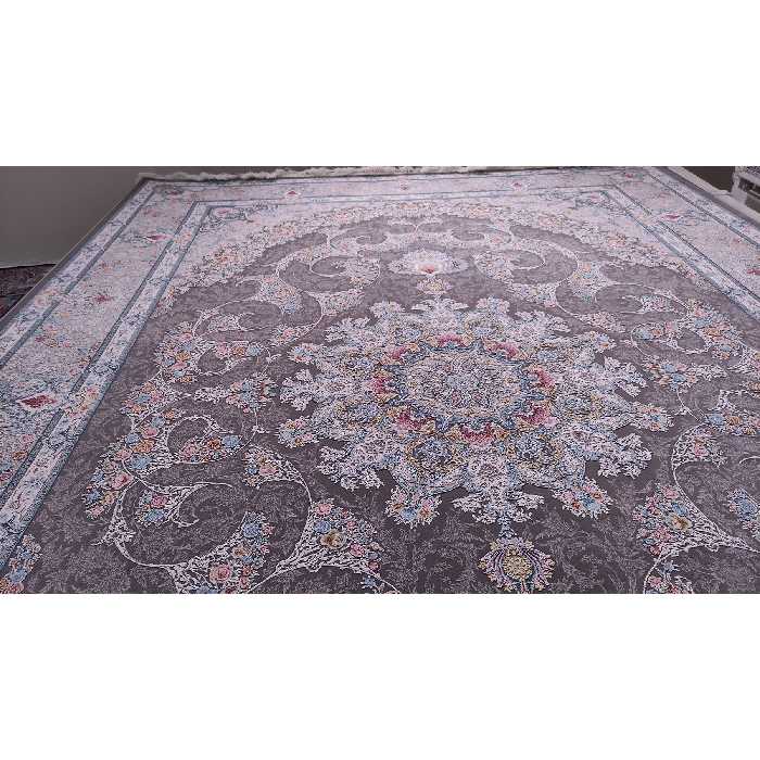 فرش ماشینی زمرد مشهد مدل 55007 زمینه الماسی