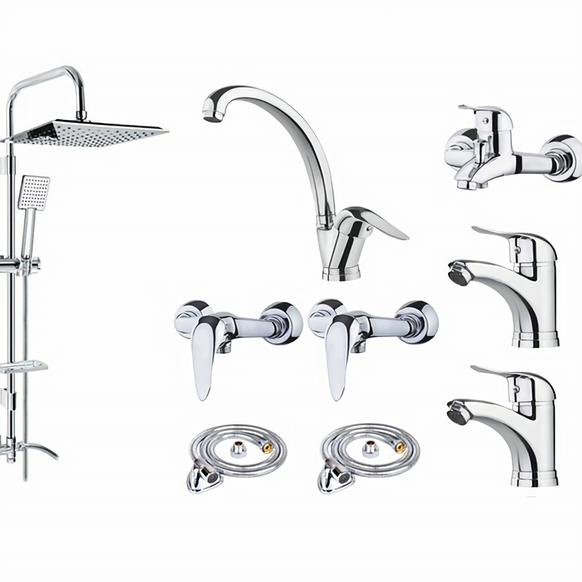 ست 9 تکه شیرآلات کروم دسته اردکی  