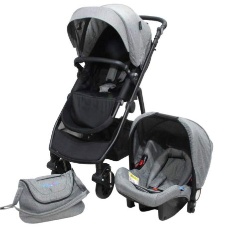 سرویس کالسکه نوزادی طوسی مدل دلوکس بیبی فورلایف BABY4LIFE