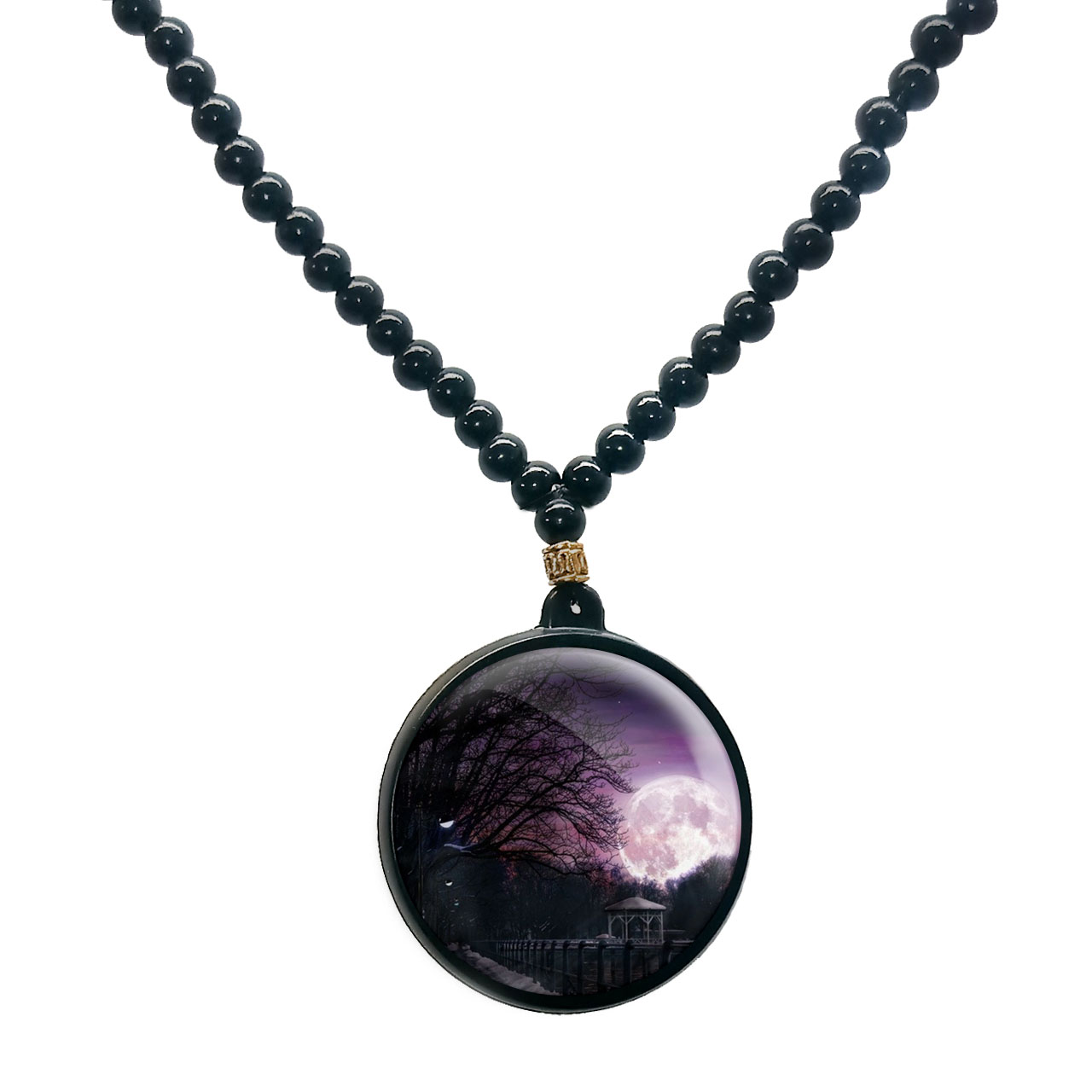 گردنبند پرمانه طرح ماه کد pmd.24678 مدل دو طرفه