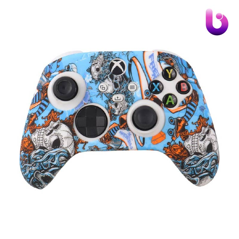 روکش دسته بازی Xbox X/S طرح کله اسکلت و گل آبی
