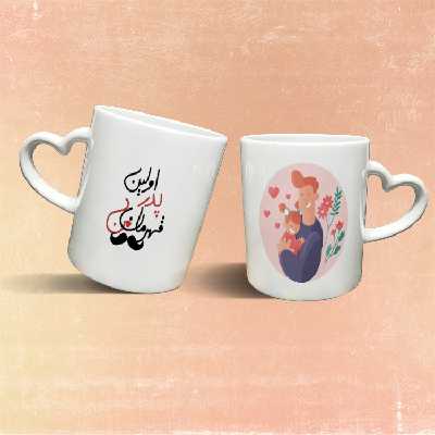 ماگ مدل دسته قلبی طرح روز پدر کد 91