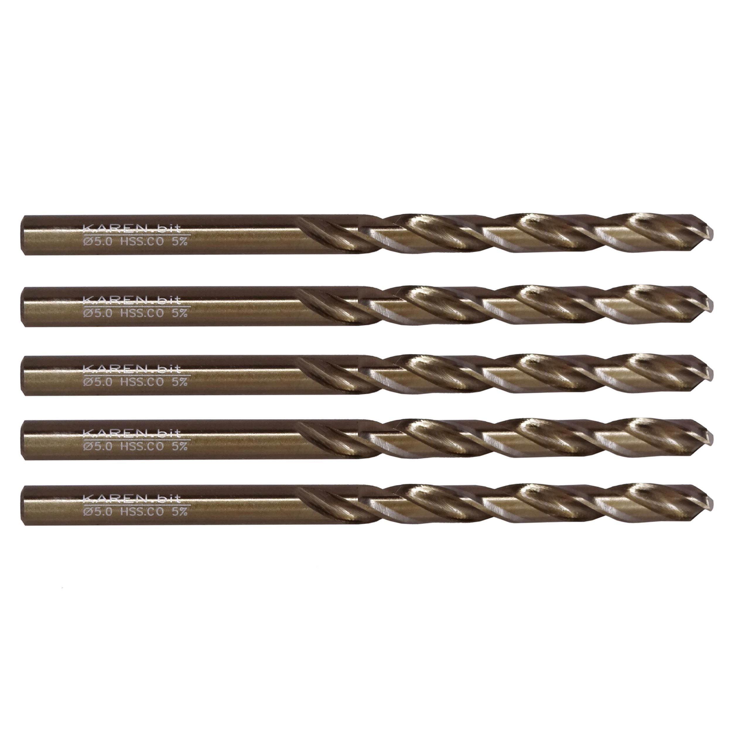 مته فلز کبالت کارن مدل ART-KRN-5M سایز 5 میلی متر مجموعه 5 عددی