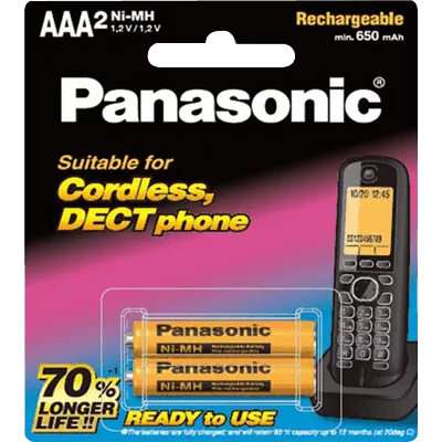 باتری نیم قلمی قابل شارژ PANASONIC ظرفیت 650 میلی آمپر ساعت