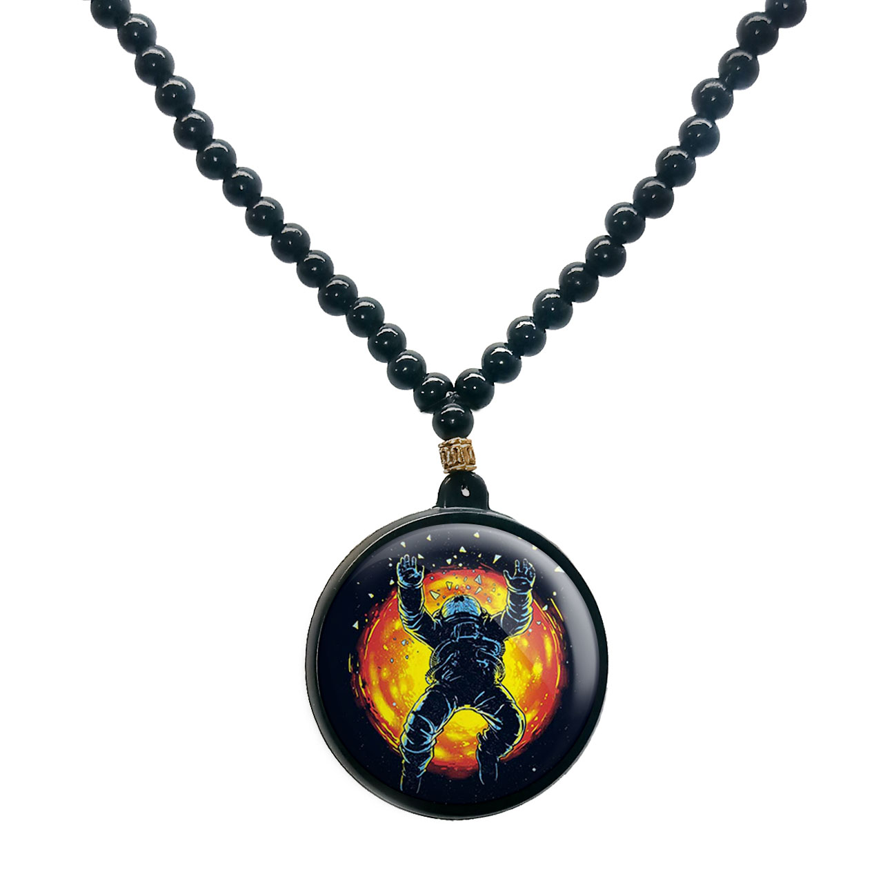 گردنبند پرمانه طرح فضانورد کد pmd.10326 مدل دو طرفه