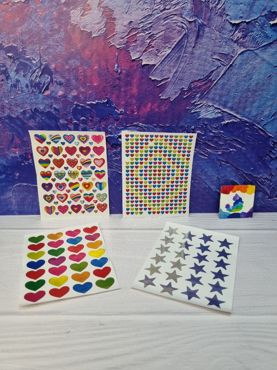 استیکر برچسب طرح ستاره قلب رنگی رنگی