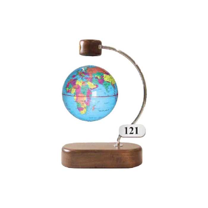 کره جغرافیایی سایز 14 پایه چوبی گرد مغناطیس معلق ایده کد 120