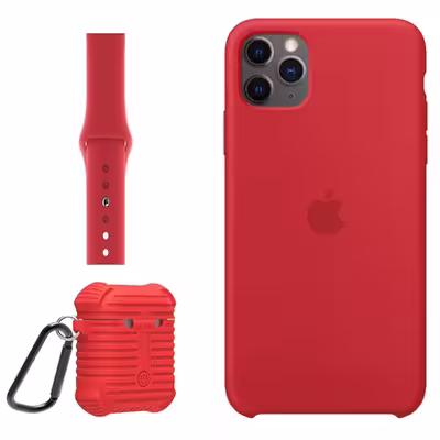 کاور مدل Sil-42-44 مناسب برای گوشی موبایل اپل IPhone 11 Pro Max به همراه کیس ایرپاد پرو و بند اپل واچ 