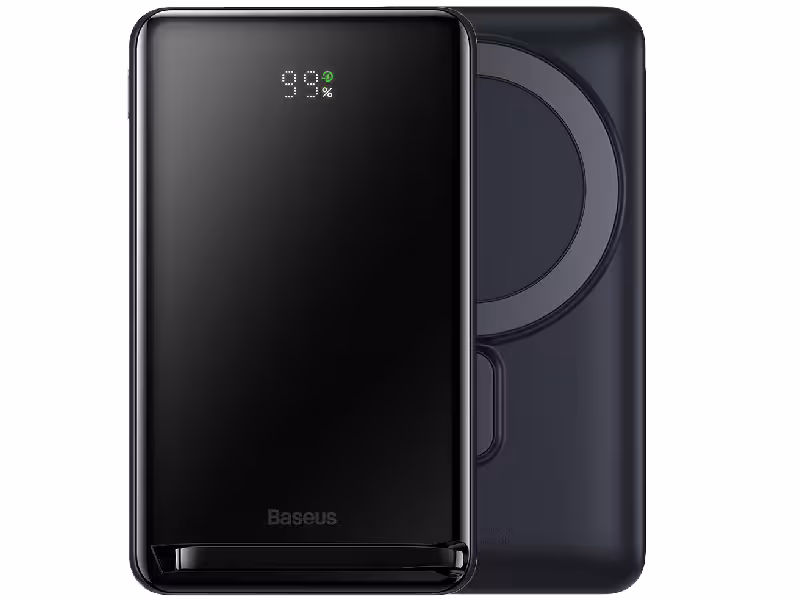 پاور بانک وایرلس 10000 میلی آمپر مگنتی بیسوس مدل Magnetic Bracket Wireless 20W PPCX000003 بهمراه استند و کابل دو سر تایپ سی