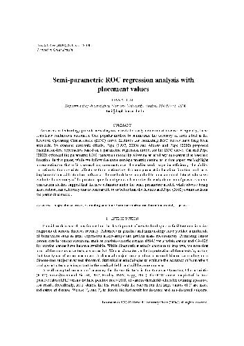 خرید و دانلود نسخه کامل کتاب Semi-parametric ROC regression analysis with placement values (2004)(en)(16s)