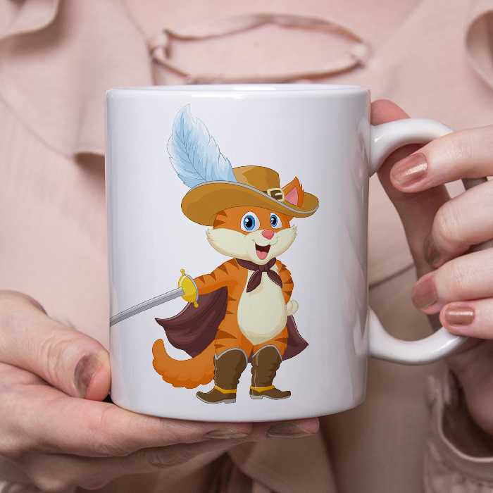 ماگ طرح گربه‌ی چکمه پوش