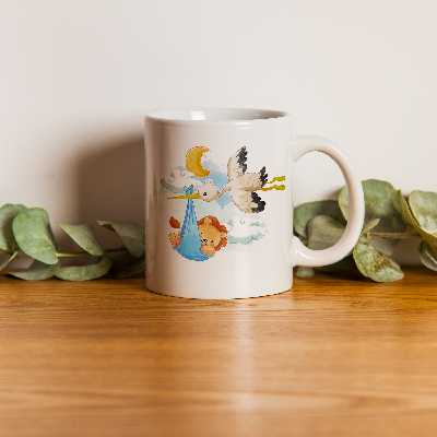 ماگ طرح لک‌لک و بچه شیر