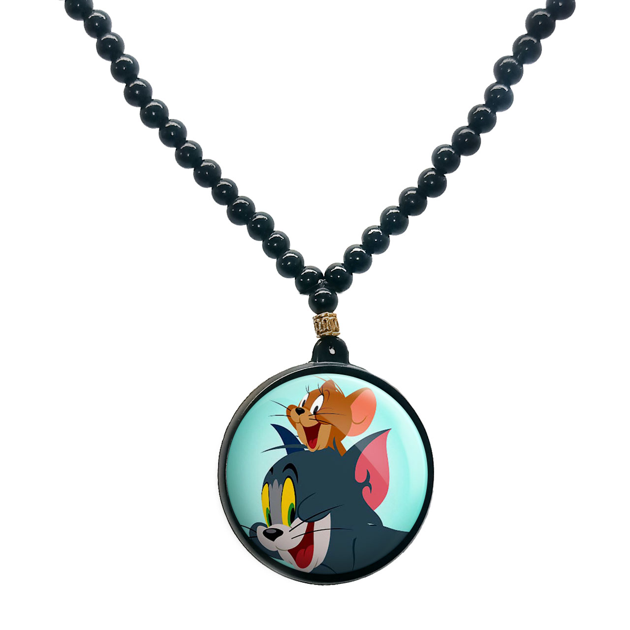 گردنبند پرمانه طرح تام و جری کد pmd.10861 مدل دو طرفه