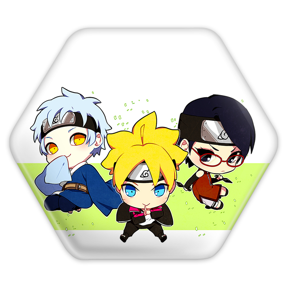 پیکسل خندالو طرح سارادا و بوروتو و میتسوکی انیمه بوروتو مدل شش ضلعی کد 13122