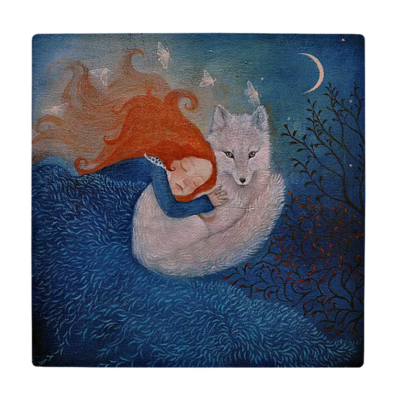 کاشی کارنیلا طرح نقاشی دختر و گرگ کد wkk879