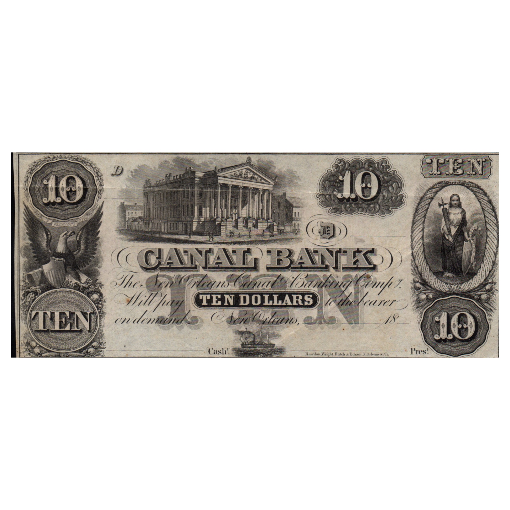 اسکناس تزئینی طرح کشور ایالات متحده مدل 10 دلار