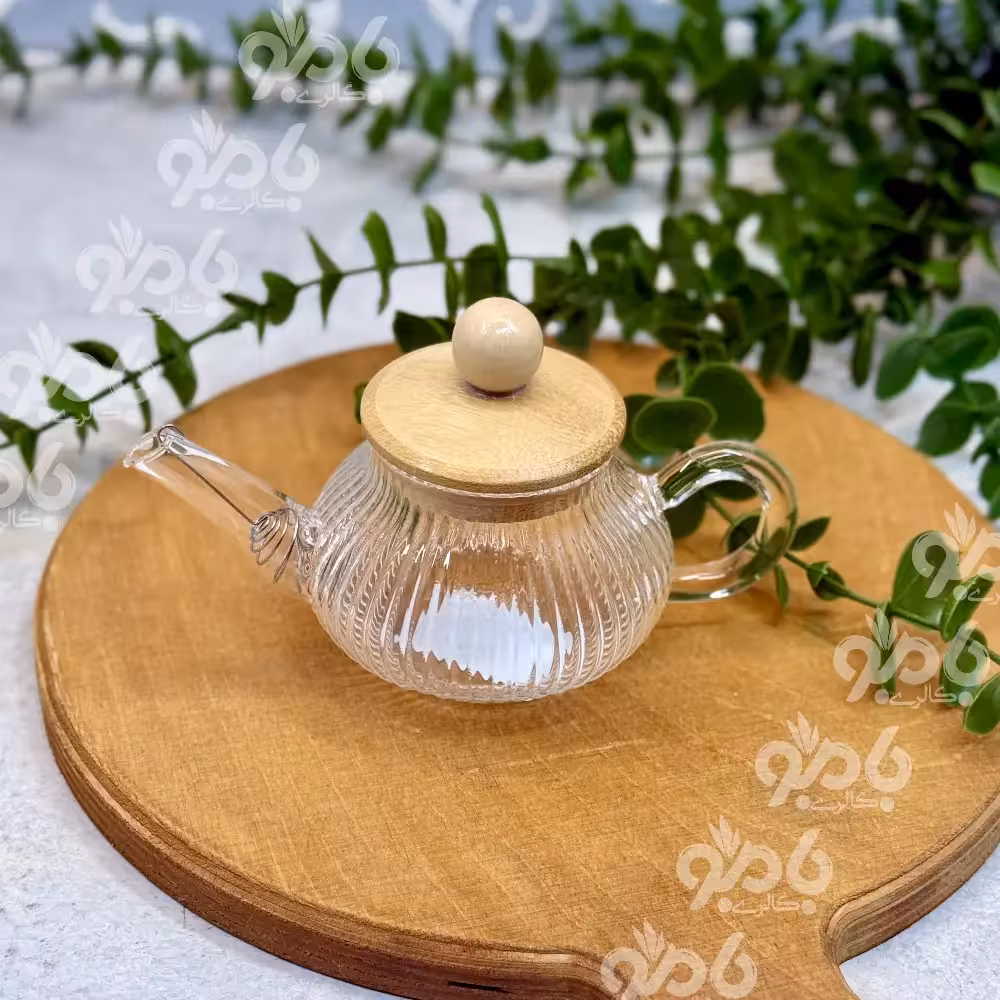 قوری پیرکس زعفران بامبو کد2