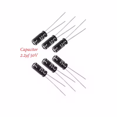 خازن 2.2 میکروفاراد 50 ولت کد Ca2.2uf-50V بسته 6 عددی