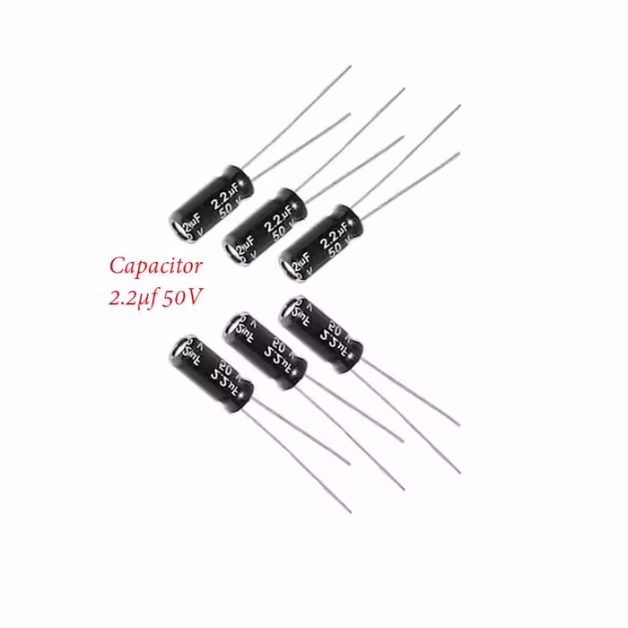 خازن 2.2 میکروفاراد 50 ولت کد Ca2.2uf-50V بسته 6 عددی